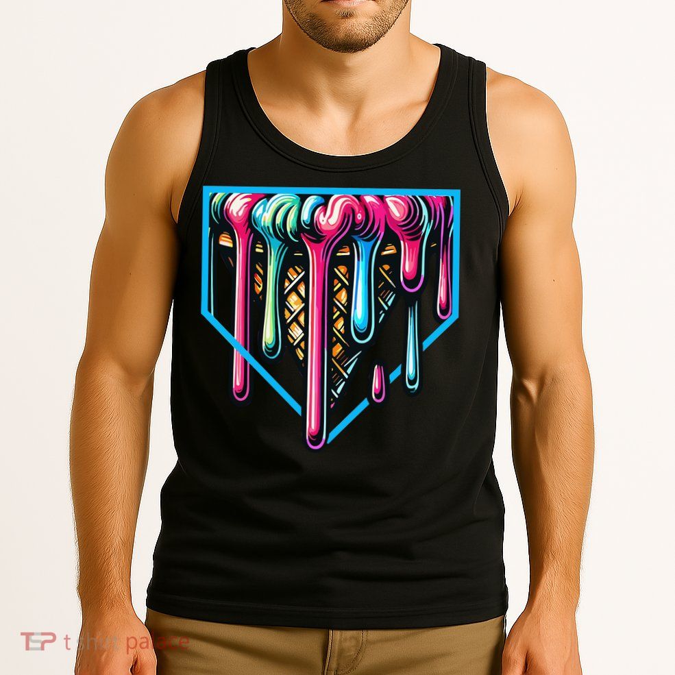 Home Plate Drip Ice Cream Softball & Baseball Tank Top