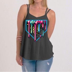 Home Plate Drip Ice Cream Softball & Baseball Women's Strappy Tank