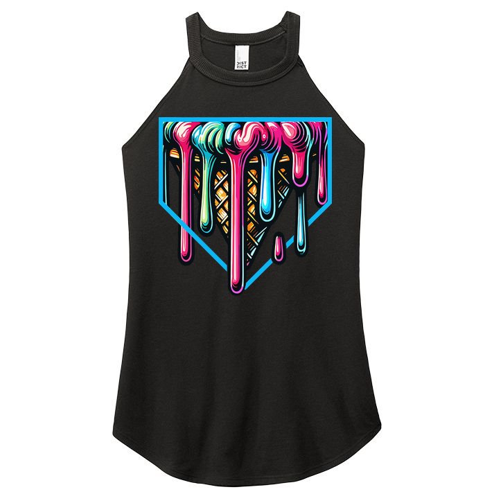 Home Plate Drip Ice Cream Softball & Baseball Women's Perfect Tri Rocker Tank