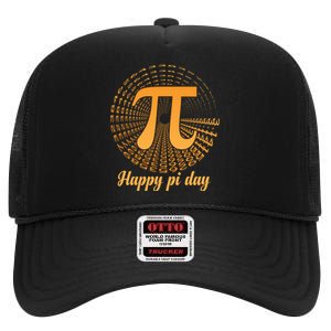 Happy Pi Day March 14 Math Teacher Professor Gift High Crown Mesh Back Trucker Hat