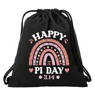 Happy Pi Day Mathematics Math Teacher Cute Leopard Rainbow Cool Gift Drawstring Bag