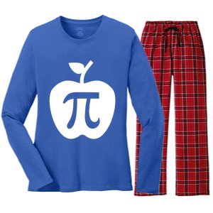 Happy Pi Day Cute Apple Pie 3 14 Funny Science Math Teacher Meaningful Gift Women's Long Sleeve Flannel Pajama Set 