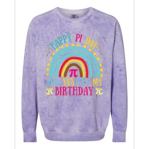 Happy Pi Day And Yes It's My Birthday Math Teacher Rainbow Colorblast Crewneck Sweatshirt