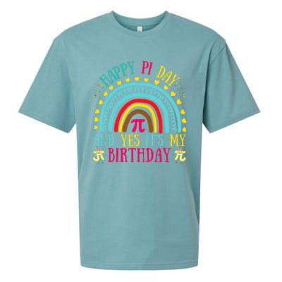 Happy Pi Day And Yes It's My Birthday Math Teacher Rainbow Sueded Cloud Jersey T-Shirt