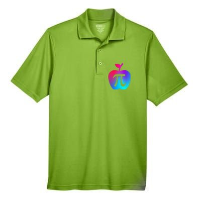 Happy Pi Day Cute Apple Pie 3 14 Funny Science Math Teacher Gift Men's Origin Performance Piqué Polo