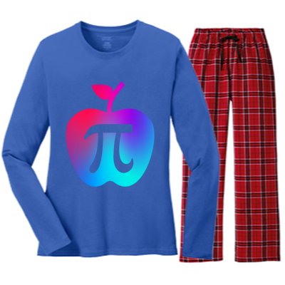 Happy Pi Day Cute Apple Pie 3 14 Funny Science Math Teacher Gift Women's Long Sleeve Flannel Pajama Set 