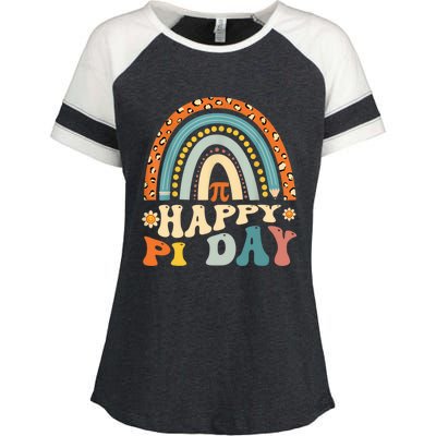 Happy Pi Day Mathematic Math Teacher Gift Leopard Rainbow Enza Ladies Jersey Colorblock Tee