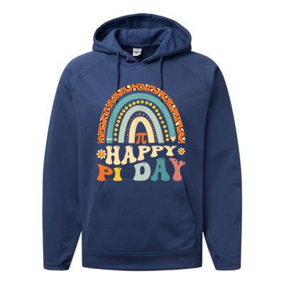 Happy Pi Day Mathematic Math Teacher Gift Leopard Rainbow Performance Fleece Hoodie