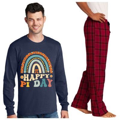 Happy Pi Day Mathematic Math Teacher Gift Leopard Rainbow Long Sleeve Pajama Set