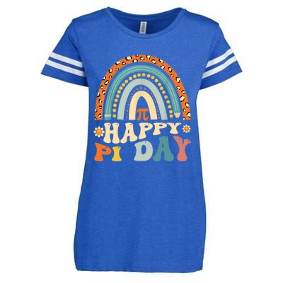 Happy Pi Day Mathematic Math Teacher Gift Leopard Rainbow Enza Ladies Jersey Football T-Shirt