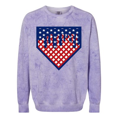 Home Plate Drip Ice Cream Softball & Baseball Colorblast Crewneck Sweatshirt