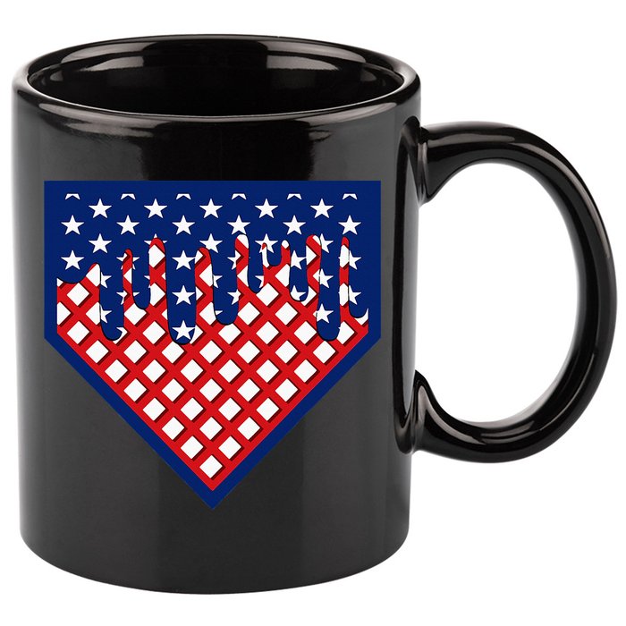 Home Plate Drip Ice Cream Softball & Baseball 11oz C Handle Ceramic Mug