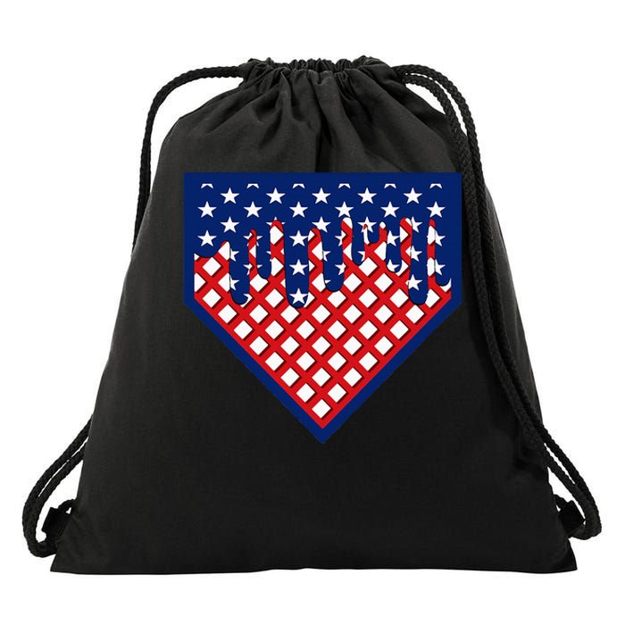 Home Plate Drip Ice Cream Softball & Baseball Drawstring Bag