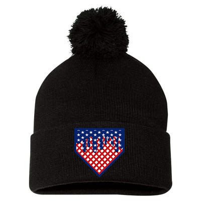 Home Plate Drip Ice Cream Softball & Baseball Pom Pom 12in Knit Beanie