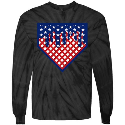 Home Plate Drip Ice Cream Softball & Baseball Tie-Dye Long Sleeve Shirt