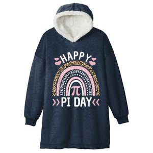 Happy Pi Day Mathematic Math Teacher Gift Leopard Rainbow Hooded Wearable Blanket