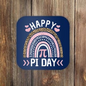 Happy Pi Day Mathematic Math Teacher Gift Leopard Rainbow Coaster