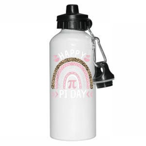 Happy Pi Day Mathematic Math Teacher Gift Leopard Rainbow Aluminum Water Bottle