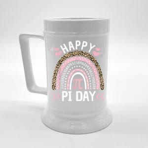 Happy Pi Day Mathematic Math Teacher Gift Leopard Rainbow Beer Stein