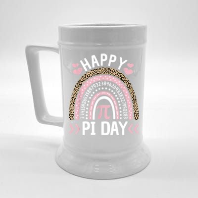 Happy Pi Day Mathematic Math Teacher Gift Leopard Rainbow Beer Stein