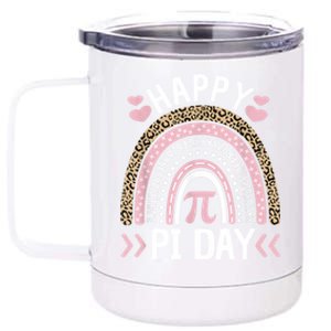 Happy Pi Day Mathematic Math Teacher Gift Leopard Rainbow 12 oz Stainless Steel Tumbler Cup