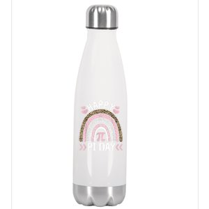 Happy Pi Day Mathematic Math Teacher Gift Leopard Rainbow Stainless Steel Insulated Water Bottle