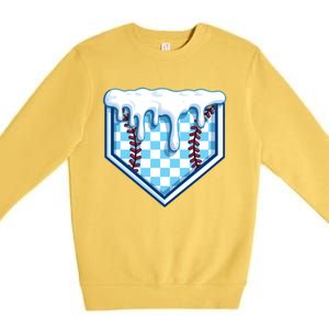 Home Plate Drip Funny Ice Cream Softball And Baseball Gift Meaningful Gift Premium Crewneck Sweatshirt