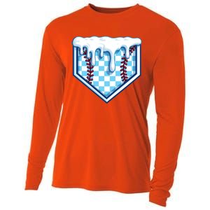 Home Plate Drip Funny Ice Cream Softball And Baseball Gift Meaningful Gift Cooling Performance Long Sleeve Crew