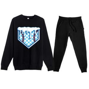 Home Plate Drip Funny Ice Cream Softball And Baseball Gift Meaningful Gift Premium Crewneck Sweatsuit Set