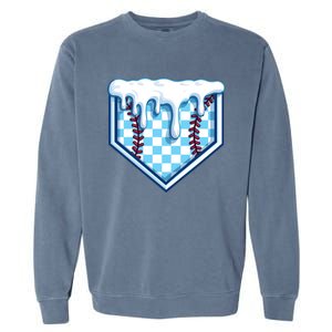 Home Plate Drip Funny Ice Cream Softball And Baseball Gift Meaningful Gift Garment-Dyed Sweatshirt