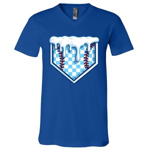 Home Plate Drip Funny Ice Cream Softball And Baseball Gift Meaningful Gift V-Neck T-Shirt