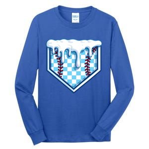 Home Plate Drip Funny Ice Cream Softball And Baseball Gift Meaningful Gift Tall Long Sleeve T-Shirt