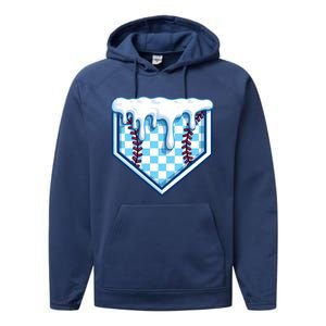 Home Plate Drip Funny Ice Cream Softball And Baseball Gift Meaningful Gift Performance Fleece Hoodie