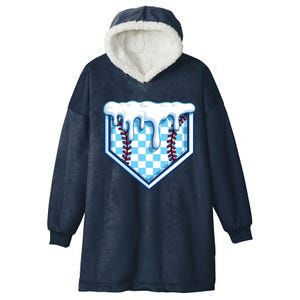 Home Plate Drip Funny Ice Cream Softball And Baseball Gift Meaningful Gift Hooded Wearable Blanket