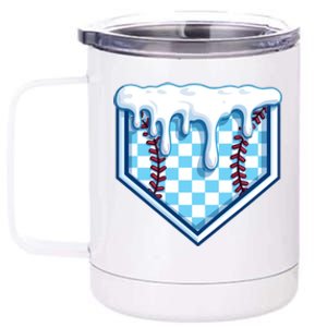 Home Plate Drip Funny Ice Cream Softball And Baseball Gift Meaningful Gift 12 oz Stainless Steel Tumbler Cup