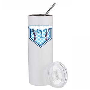 Home Plate Drip Funny Ice Cream Softball And Baseball Gift Meaningful Gift Stainless Steel Tumbler