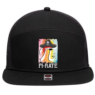 Happy Pi Day Funny Pirate 7 Panel Mesh Trucker Snapback Hat