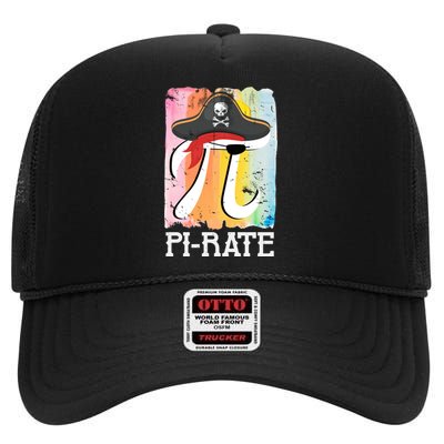 Happy Pi Day Funny Pirate High Crown Mesh Back Trucker Hat