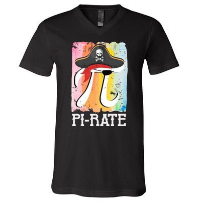 Happy Pi Day Funny Pirate V-Neck T-Shirt