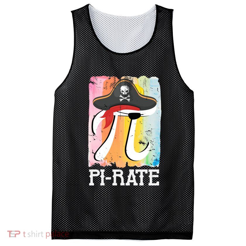 Happy Pi Day Funny Pirate Mesh Reversible Basketball Jersey Tank