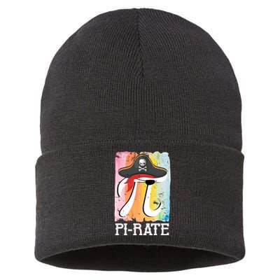 Happy Pi Day Funny Pirate Sustainable Knit Beanie