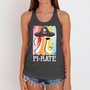 Happy Pi Day Funny Pirate Women's Knotted Racerback Tank