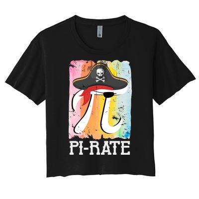 Happy Pi Day Funny Pirate Women's Crop Top Tee