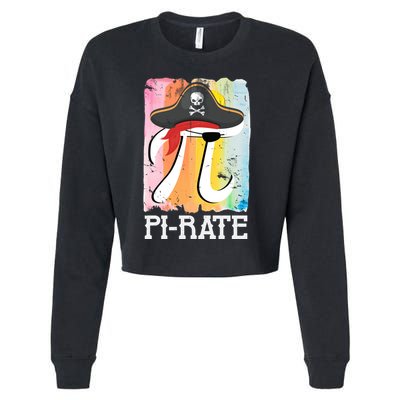 Happy Pi Day Funny Pirate Cropped Pullover Crew