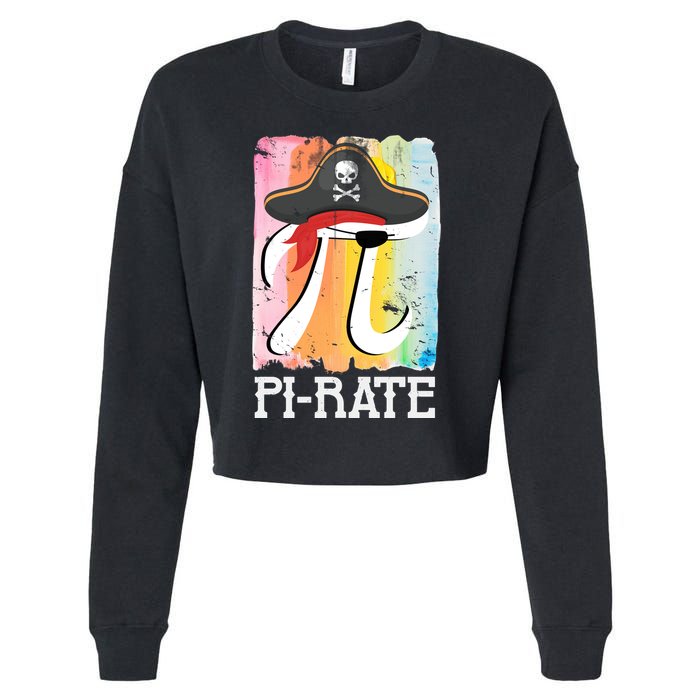 Happy Pi Day Funny Pirate Cropped Pullover Crew