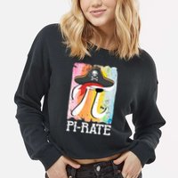 Happy Pi Day Funny Pirate Cropped Pullover Crew
