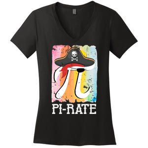 Happy Pi Day Funny Pirate Women's V-Neck T-Shirt