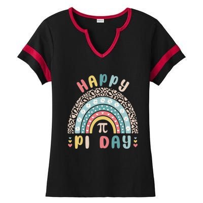 Happy Pi Day Cute Rainbow Mathematic Nerd Funny Math Teacher Gift Ladies Halftime Notch Neck Tee