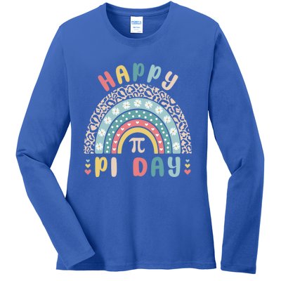 Happy Pi Day Cute Rainbow Mathematic Nerd Funny Math Teacher Gift Ladies Long Sleeve Shirt