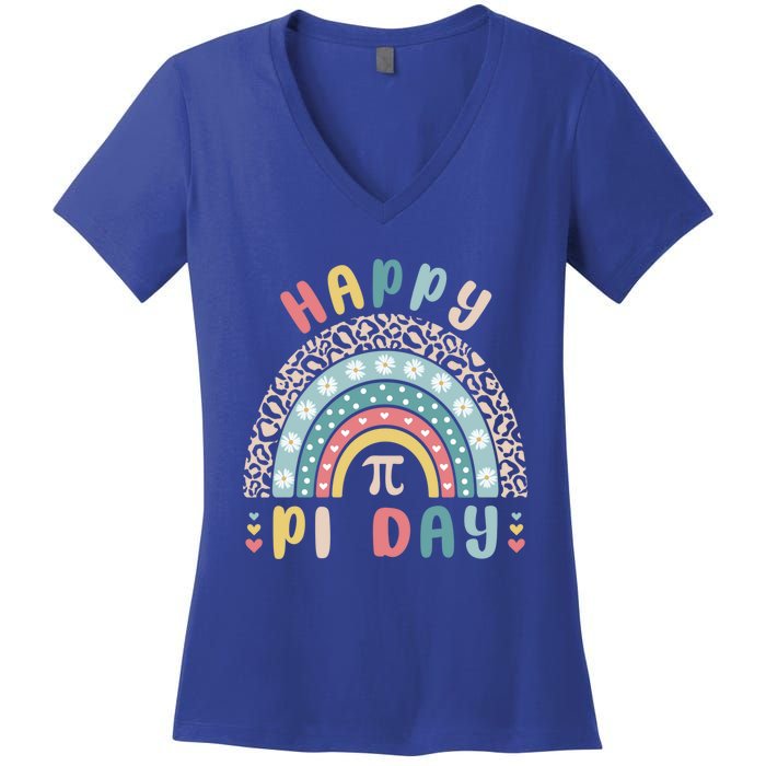 Happy Pi Day Cute Rainbow Mathematic Nerd Funny Math Teacher Gift Women's V-Neck T-Shirt